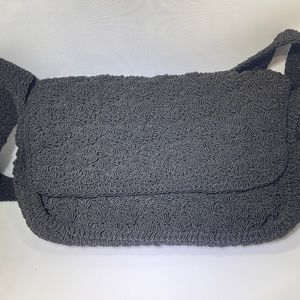 Crafted Comfort - Liz Claiborne Black Crochet Messenger Bag